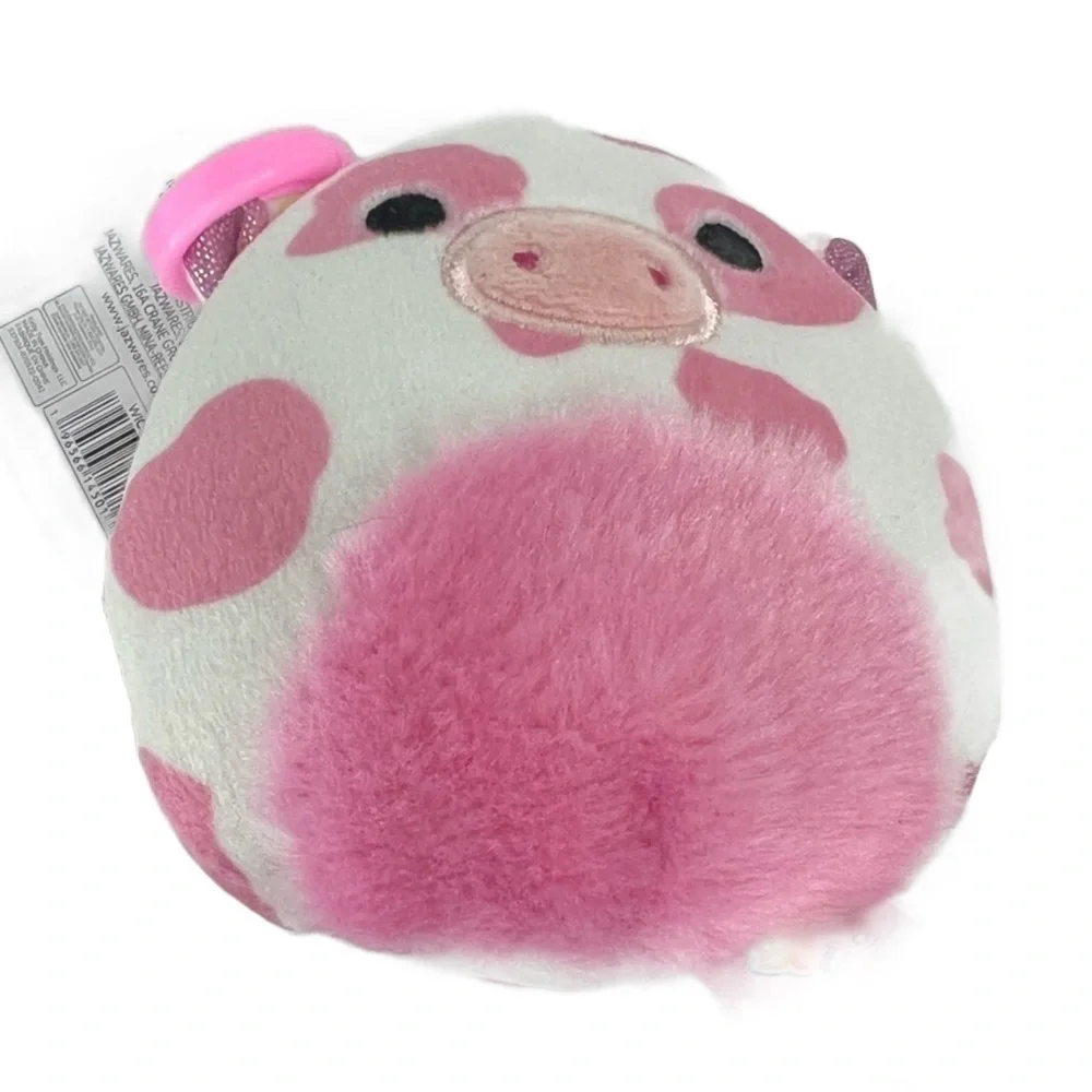 Squishmallow Pink Cow Evangelica Stuffed Animal and Keychain Set